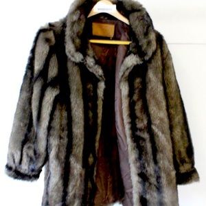 Source Unknown Fur Coat - Black and Gray